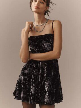 Maeve Anthropologie Sweetheart Velvet Fit & Flare Mini Dress